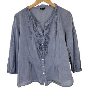 Talbots Ruffle Pintuck Blouse Romantic Cottagecore